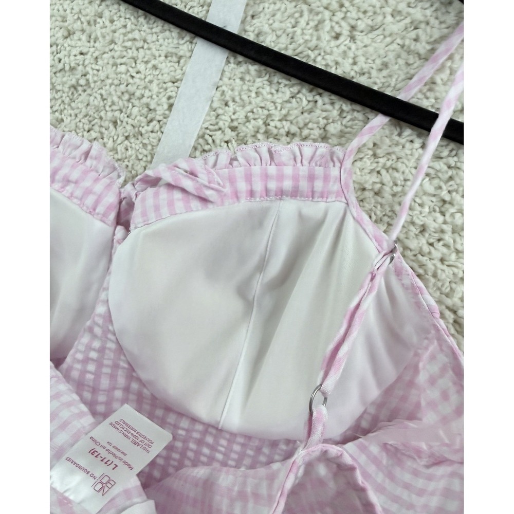 NWT Pink Gingham Cottagecore Milkmaid Mini Dress Coquette Fairycore L Babydoll - Picture 10 of 13